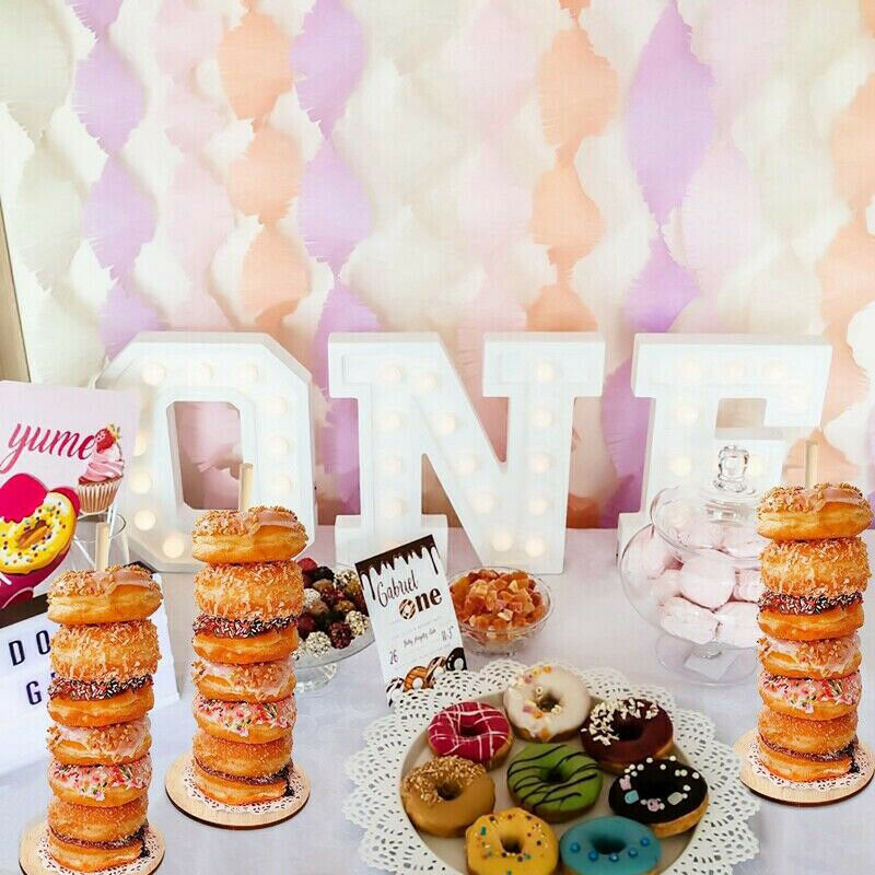 Wedding Decoration Donuts Wall Wooden Holds Stand Dessert Doughnut Tab.l8