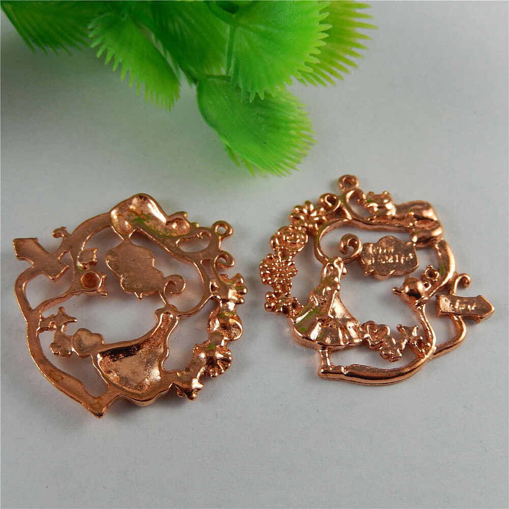 51034 Red Copper Alloy Alice in Wonderland Charms Pendants Crafts Findings 4pcs