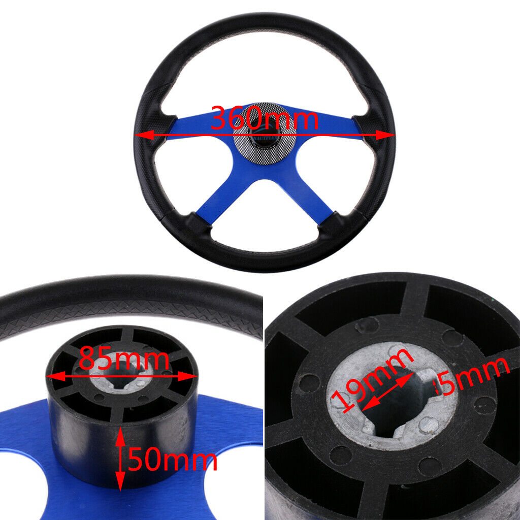 360mm Aluminum Alloy Marine Steering Wheel 4 Spoke 3/4