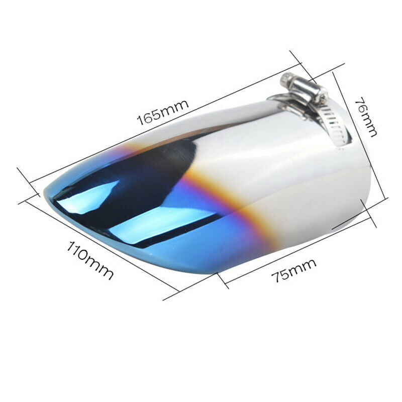 1PCS 70MM Car Exhaust Tail Pipe Roasted Blue Throat Muffler Stainless Steel Pipe
