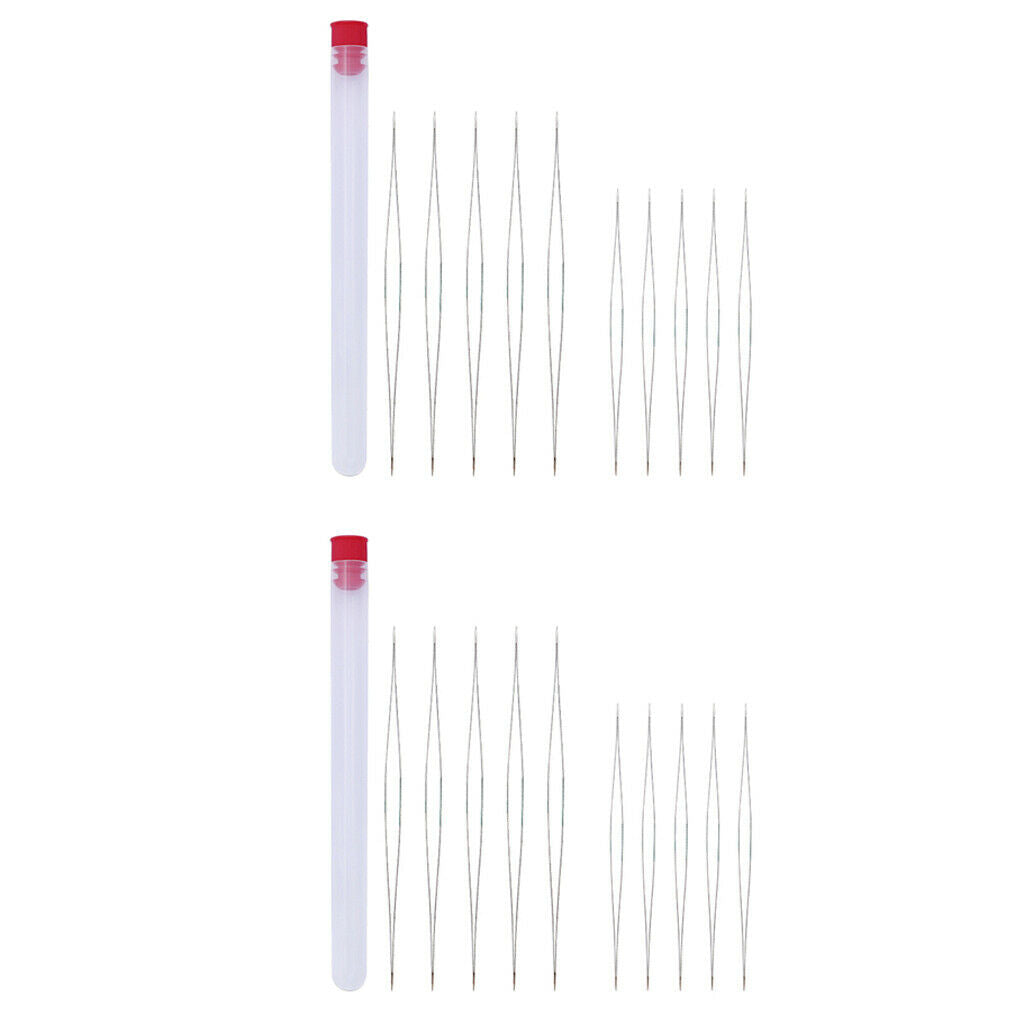 20pcs 2 Sizes Steel Beading Needles Collapsible Embroidery Needle 115mm 76mm