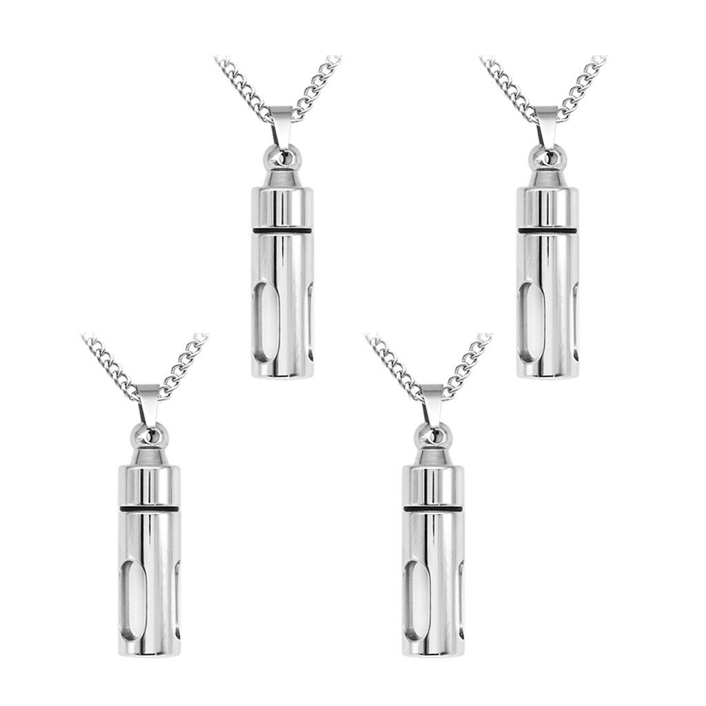 4Pcs Openable Necklace Chain Pet Urn Cremation Keepsake Memorial Jewelry