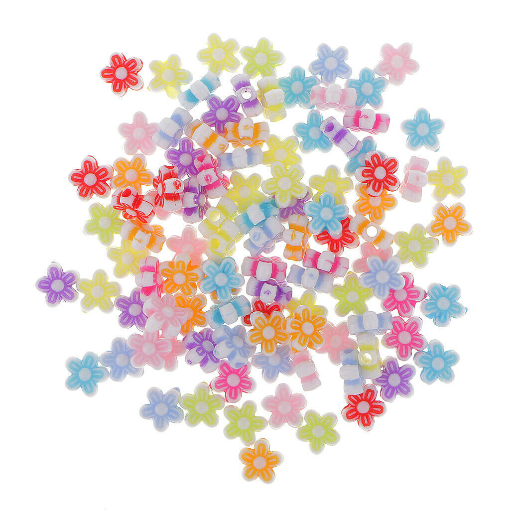 100pc 8mm FLOWER Acrylic Spacer Beads PASTEL COLORS Mixed Assorted DIY Craft