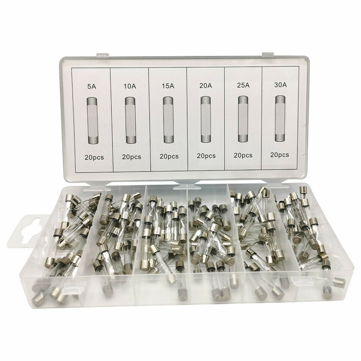 120Pc Car Fuse Glass Fuse Insert Type 12V Small Truck Universal Car 24V Square