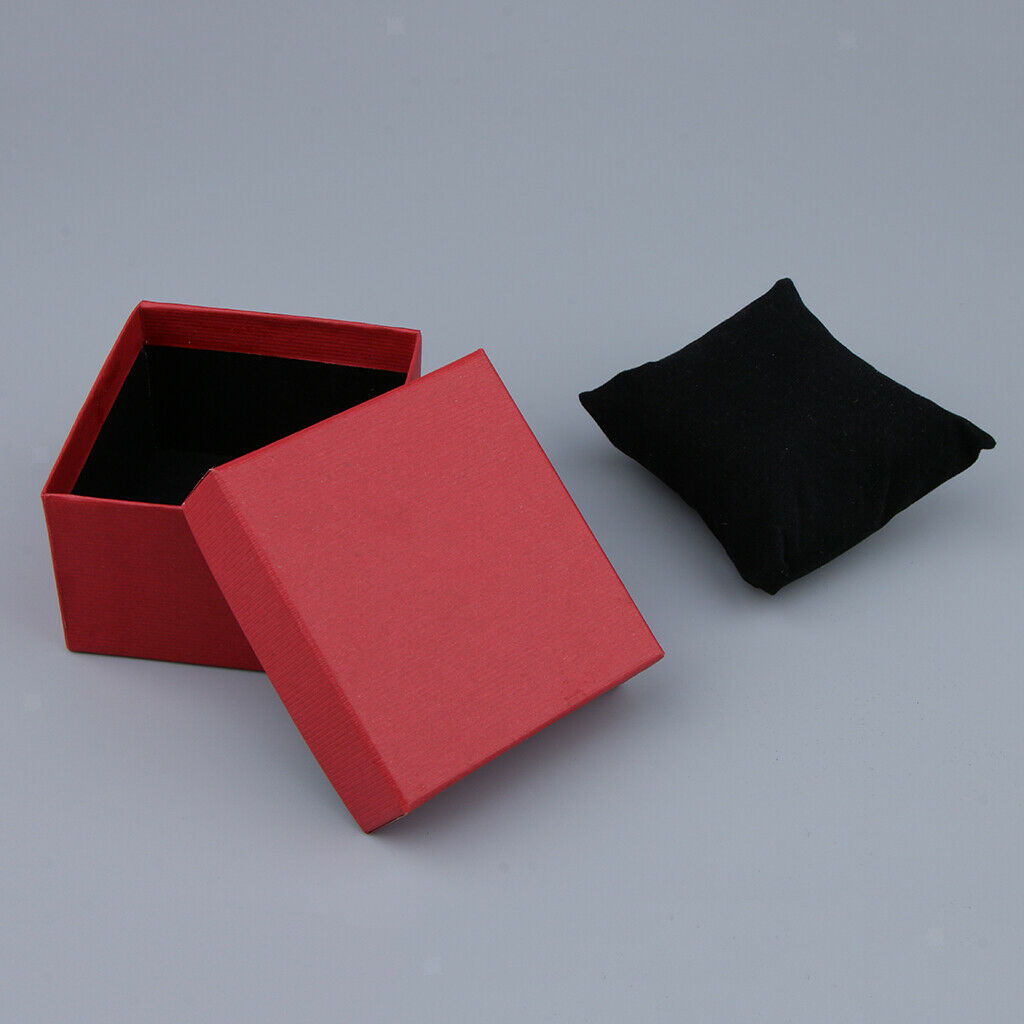 3pcs Square Paper Ring Box with Pillow Gift Jewelry Storage Red