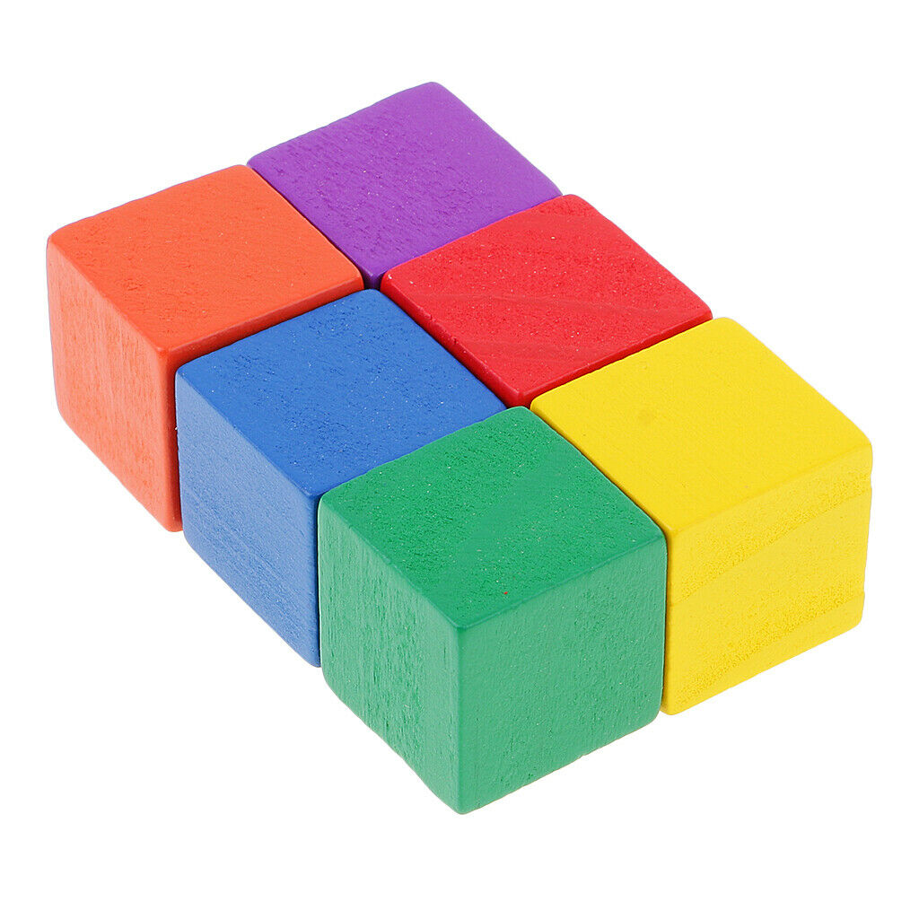 50 packs Multi Color Wood Cube Square Block Embellishments Kids DIY Toys