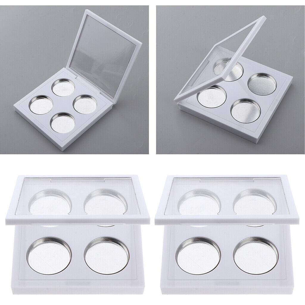2 Pcs White Empty Eye Shadow Makeup Containers Case Palettes With 4pcs Small