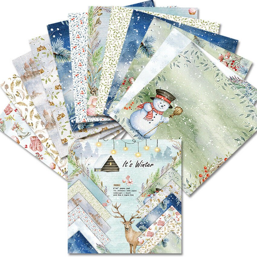 12pcs 6' Winter Scrapbooking Paper Pad Card Background Origami Single Side DIY
