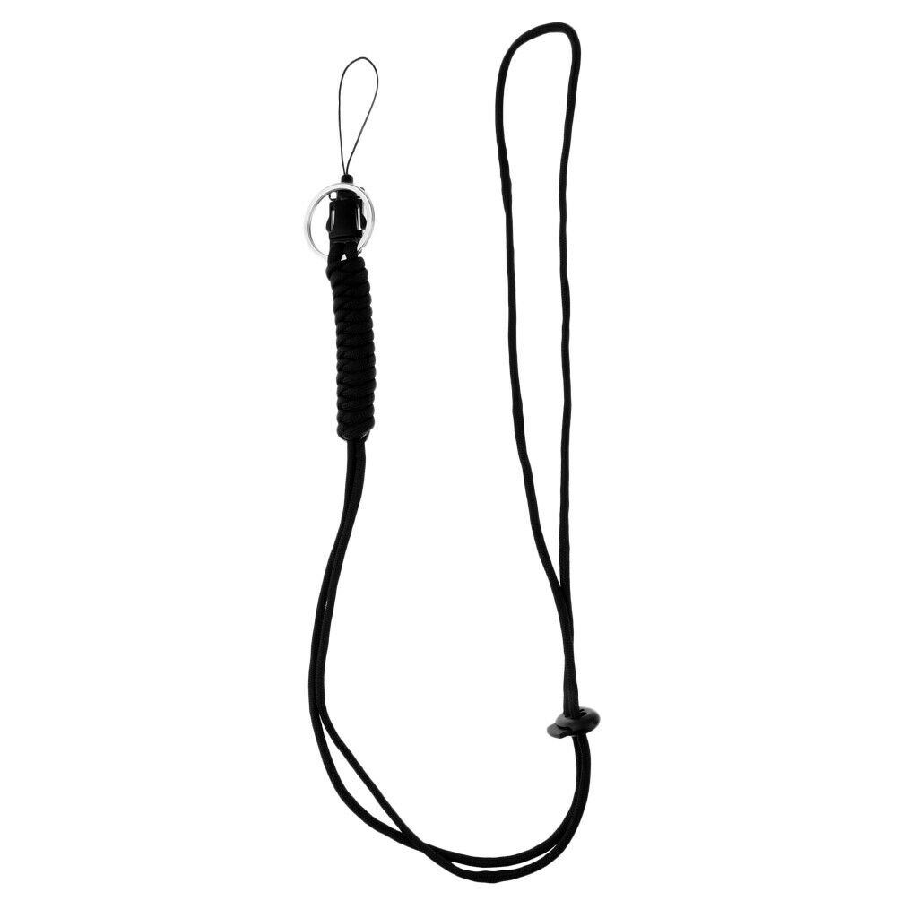2X Utility Braided Lanyard Survival Paracord Keychain with Split Ring black