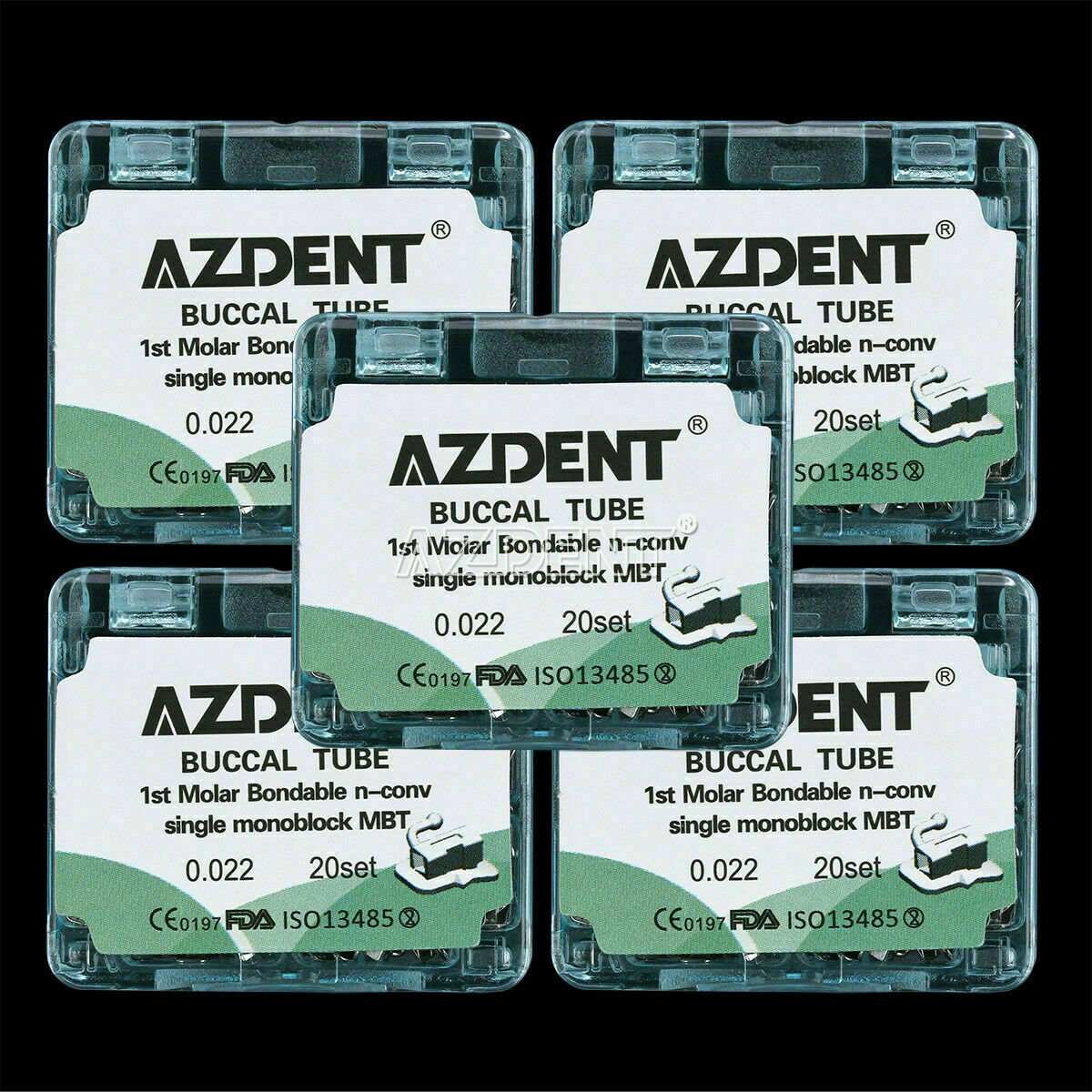 100 X Orthodontic Bonding Buccal Tube Dental For 1st Molar MBT 0.022 AZDENT CA