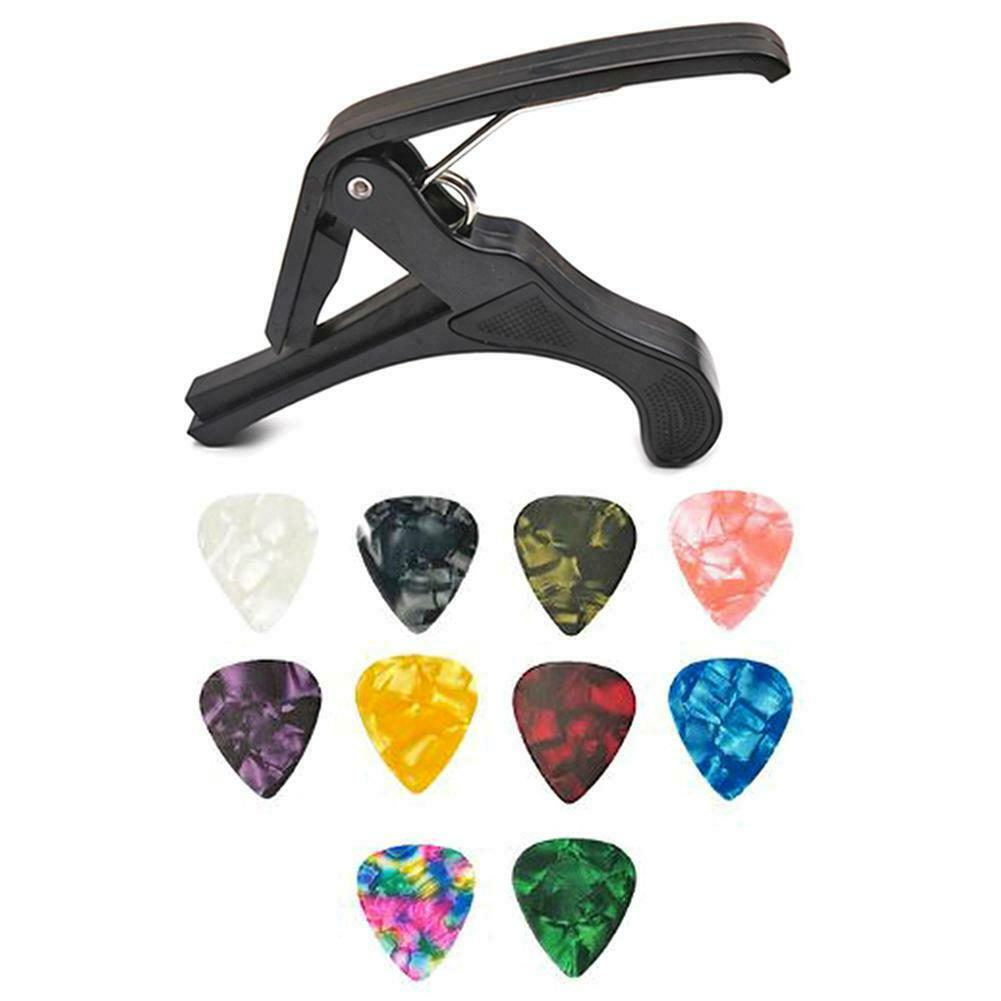 Plastic Guitar Capo Key Trigger+10 Picks Ukulele Quick Change Tuning Clamp @