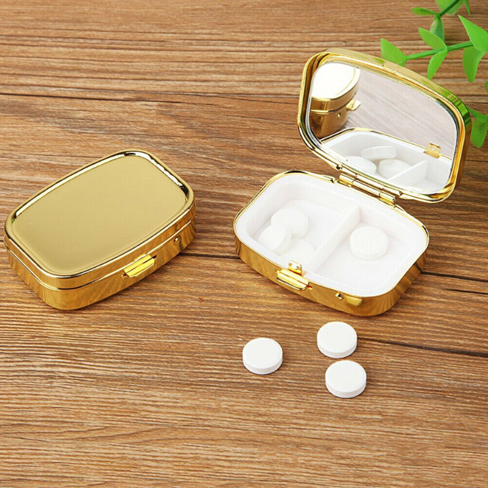 Square 2Grid Moistureproof Metal Folding Pill Case Medicine Storage Conta.l8