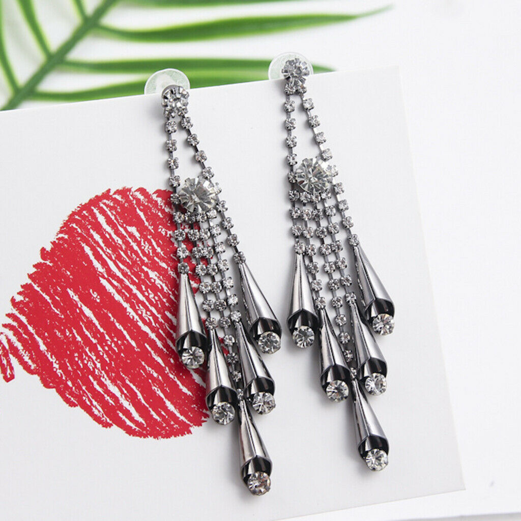 1 Pair Fashion Charm Women Lady Long Tassel All Occasions Ear Studs Black