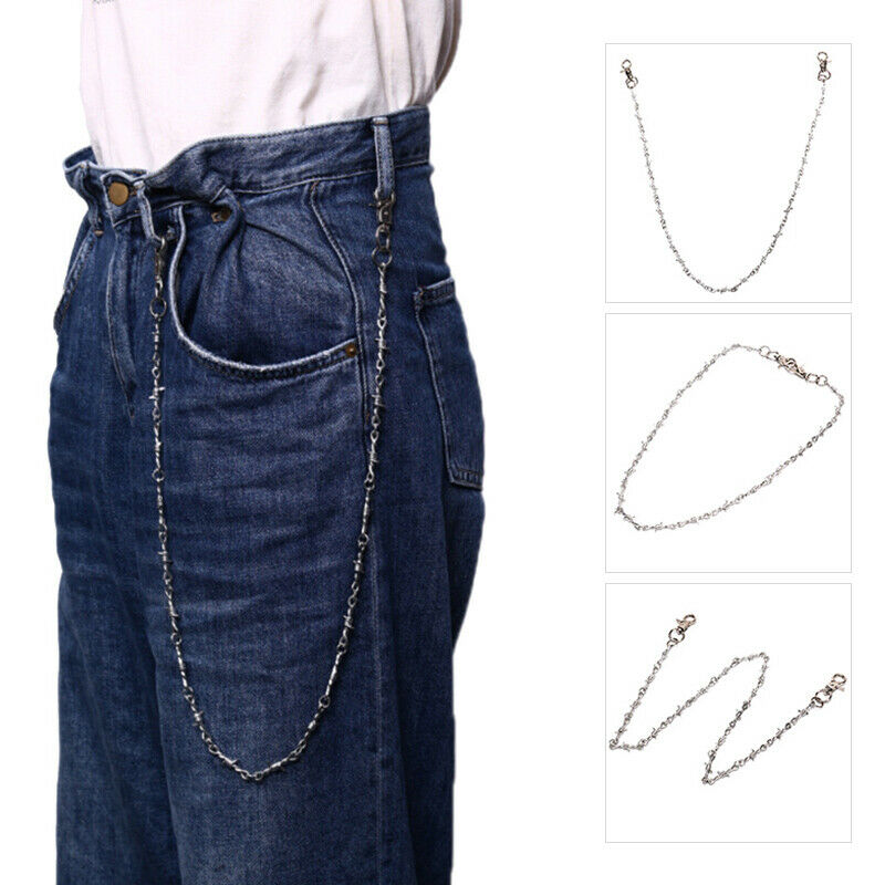 75cm Unisex Fashion Rock Punk Style Jeans Metal Pants  Hip-hop Key Chain Sil- DD