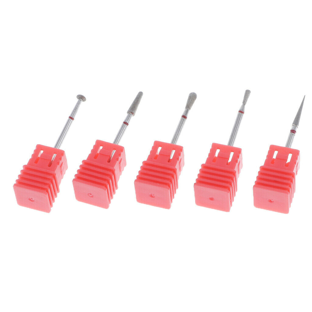 5pcs Carbide Cuticle Clean Drill Bits Smooth Top, 3/32 Shank Nail Bits for