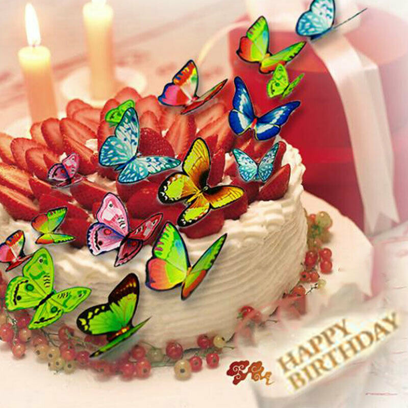 96pcs Mixed Butterfly flowers Edible Glutinous Wafer Rice Paper Cake Decorat Qx