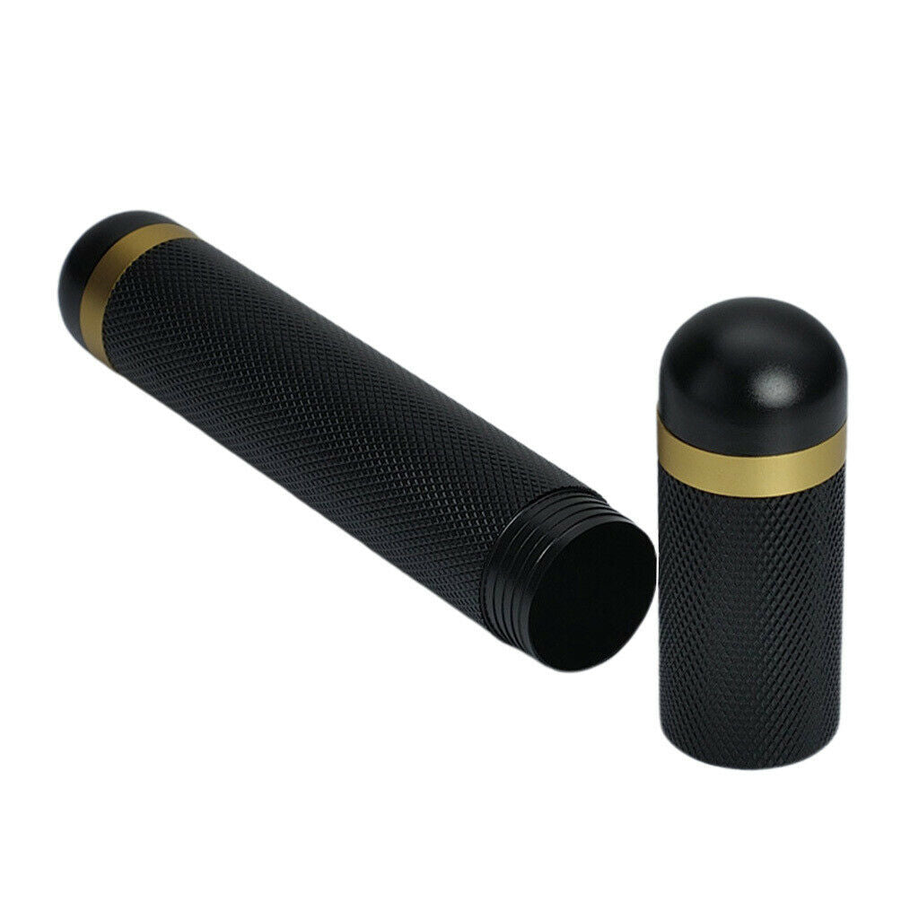1pc Cigar Tube Aluminum Humidor Holder Cigar Case Portable Storage Black