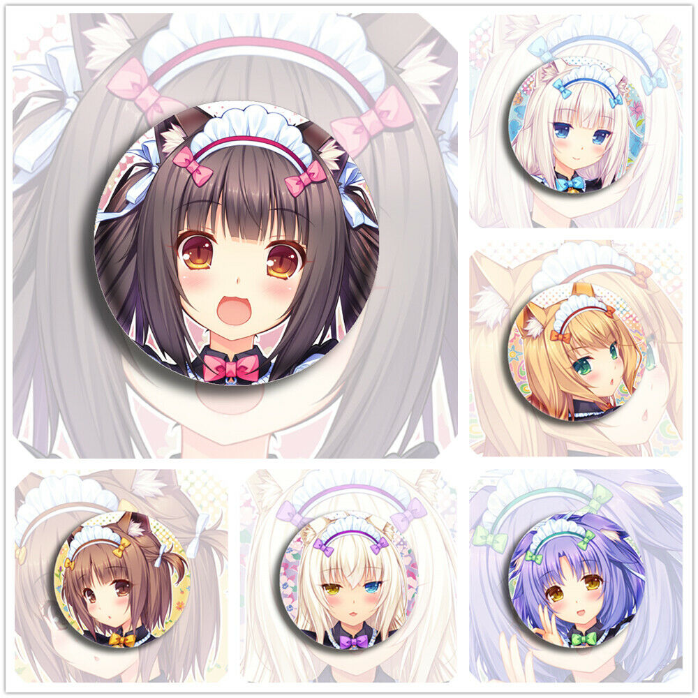 Nekopara Chocola Vanilla Maple Cinnamon Cute Badges 6 Pieces Pins Schoolbag 2.3"