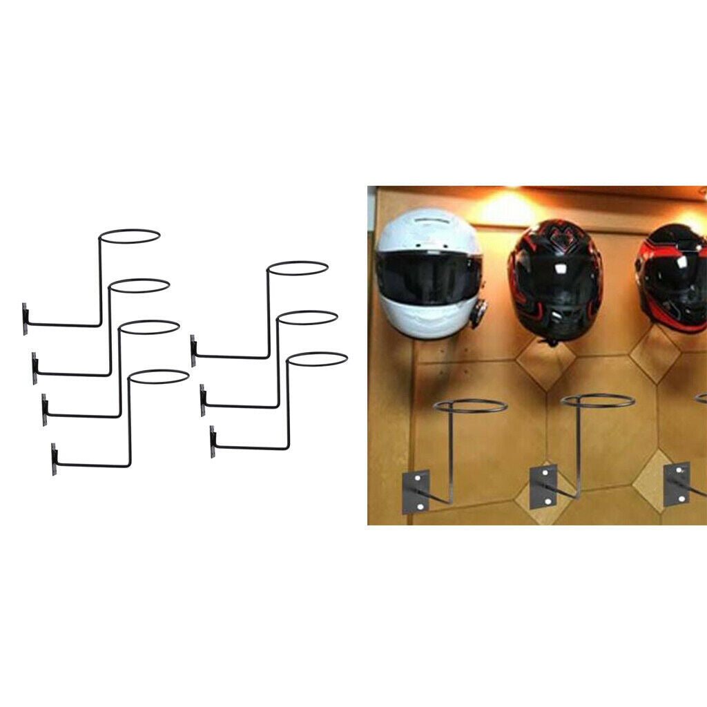 7Pcs Motorbike Steel Helmet Storage Hanger for Hockey Hat Space Saver Black