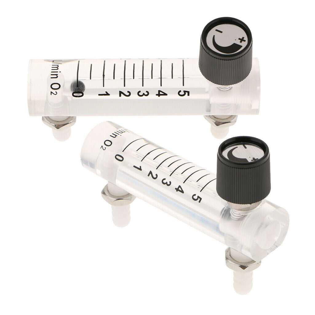 2x 0-5LPM Oxygen Gas Air Flow Meter Flowmeter Device Supplies with Valve