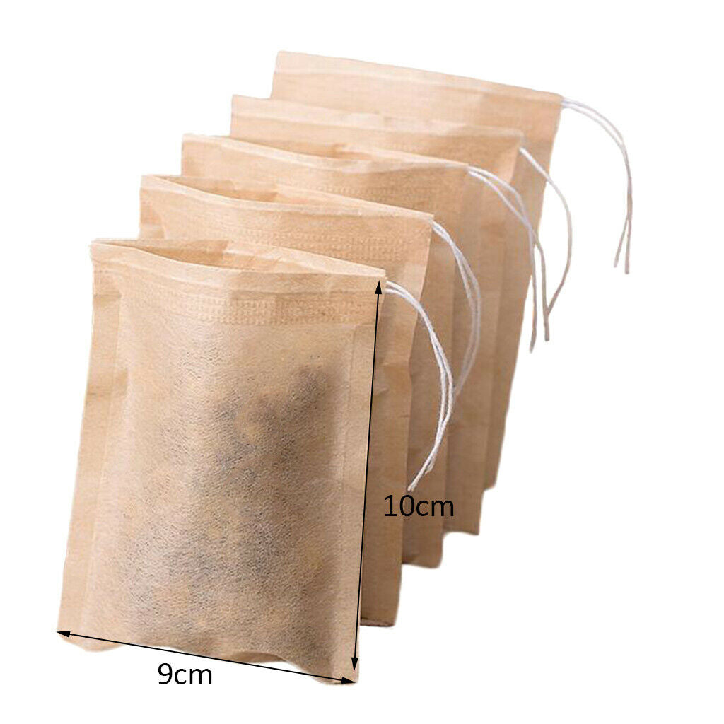 200Pcs Empty Tea Filter Bags Loose Herbs Teabag with Drawstring 5x7 & 9x10cm