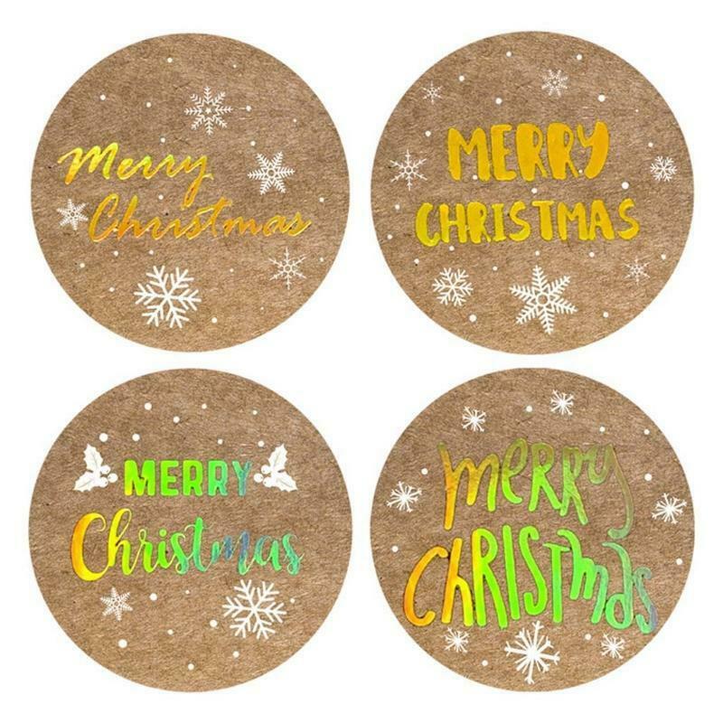 500pcs Round Merry Christmas Thank You Stickers Gift Package Seal Labels Decor