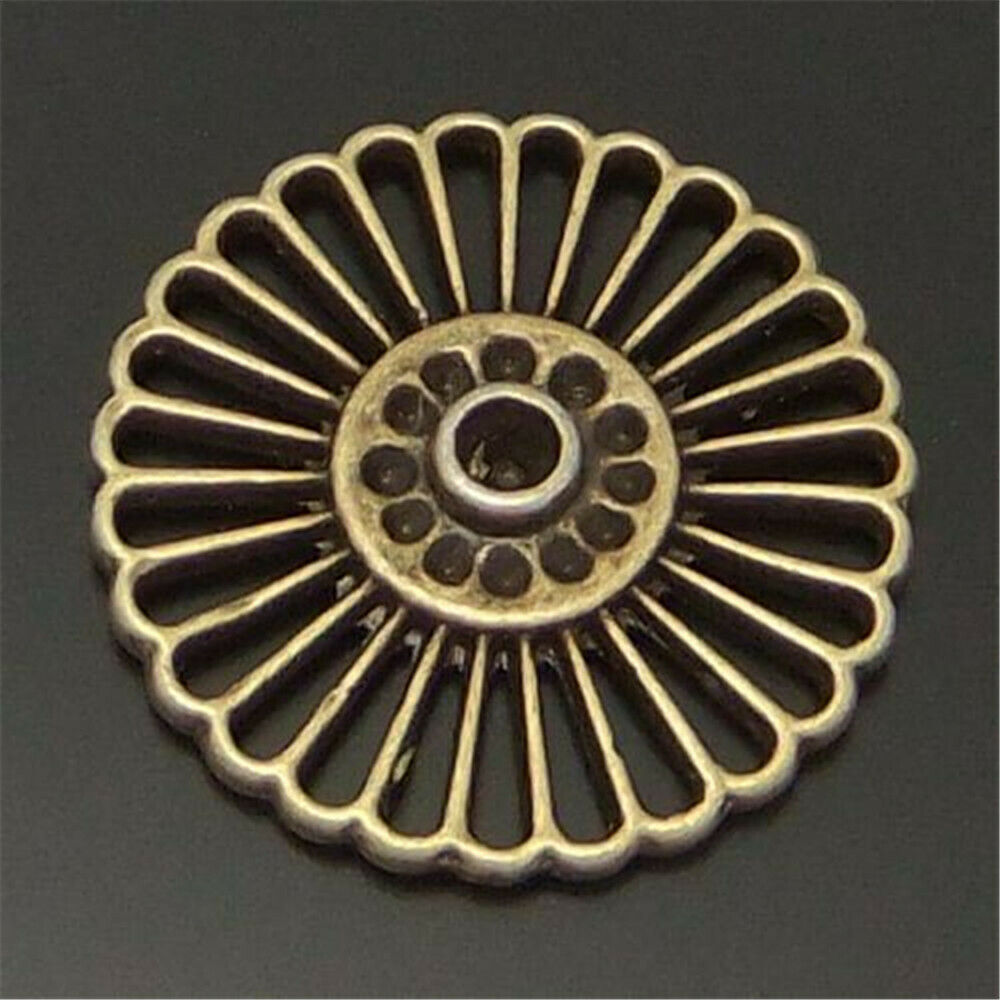 20 pcs Antiqued Bronze Alloy Flower Hollowed Pendant Jewelry Making Charm 26mm