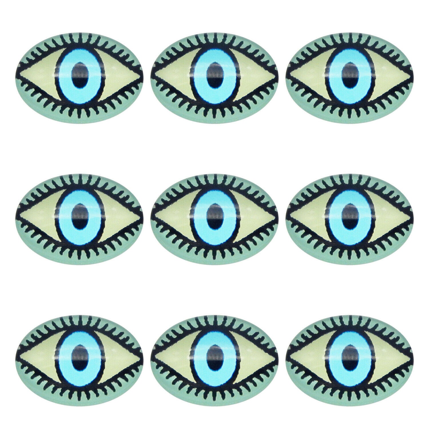 20PCS Oval 18x13mm Glass Eye Flatback Cabochons Art Decoration Embellishment