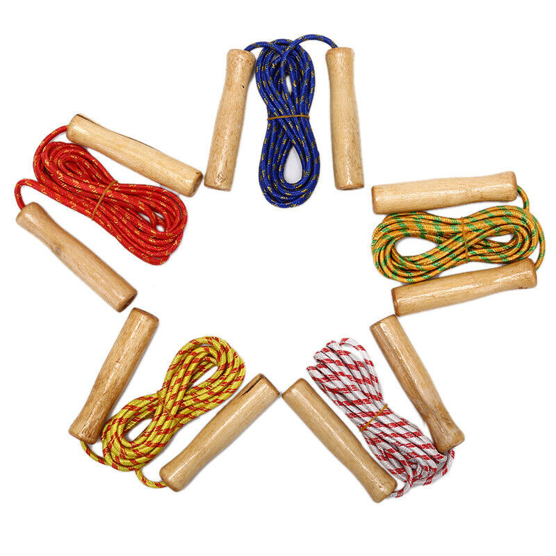 1PC Skipping Rope Practice Jump Wood Grip Handle Kids Fitness Equipm xaM Qx