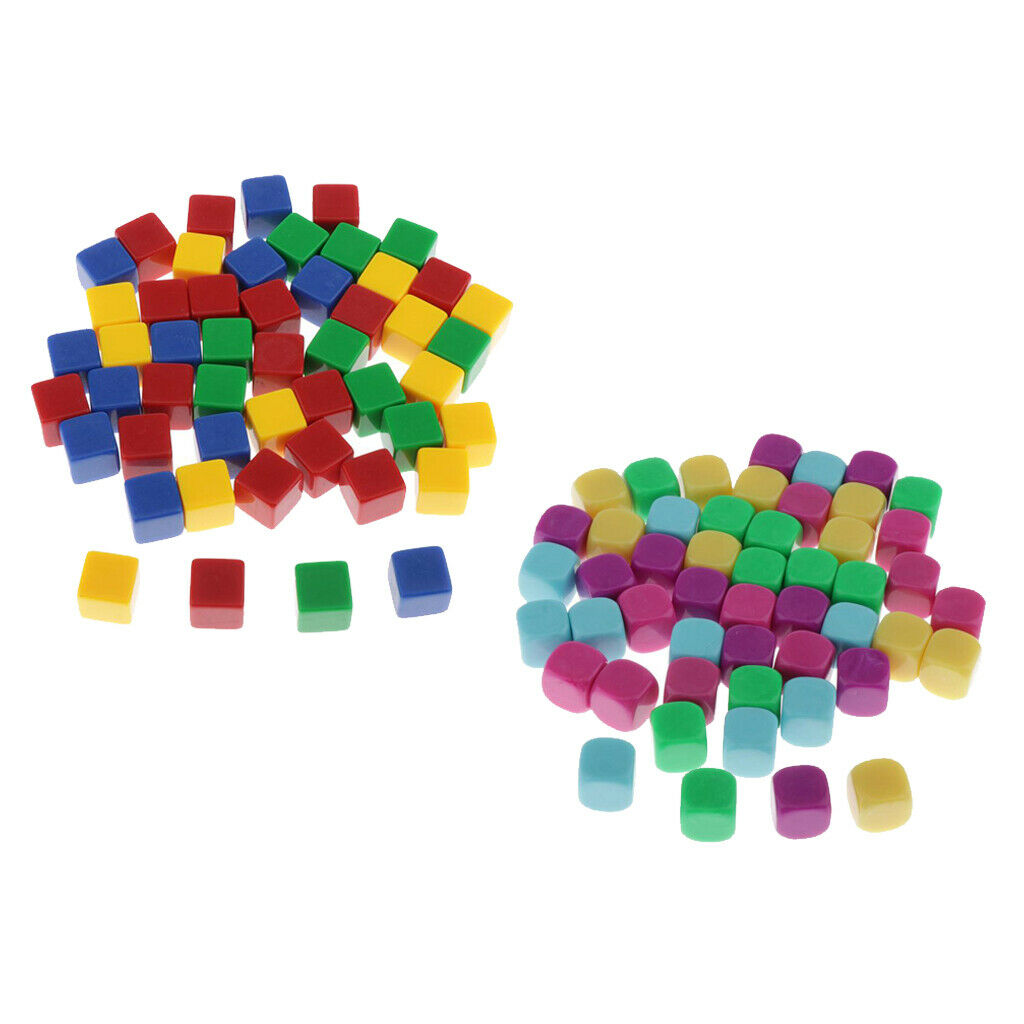 100PCS Rainbow Six Side Dice D6 Blank Dice Set for Party Game Supplies