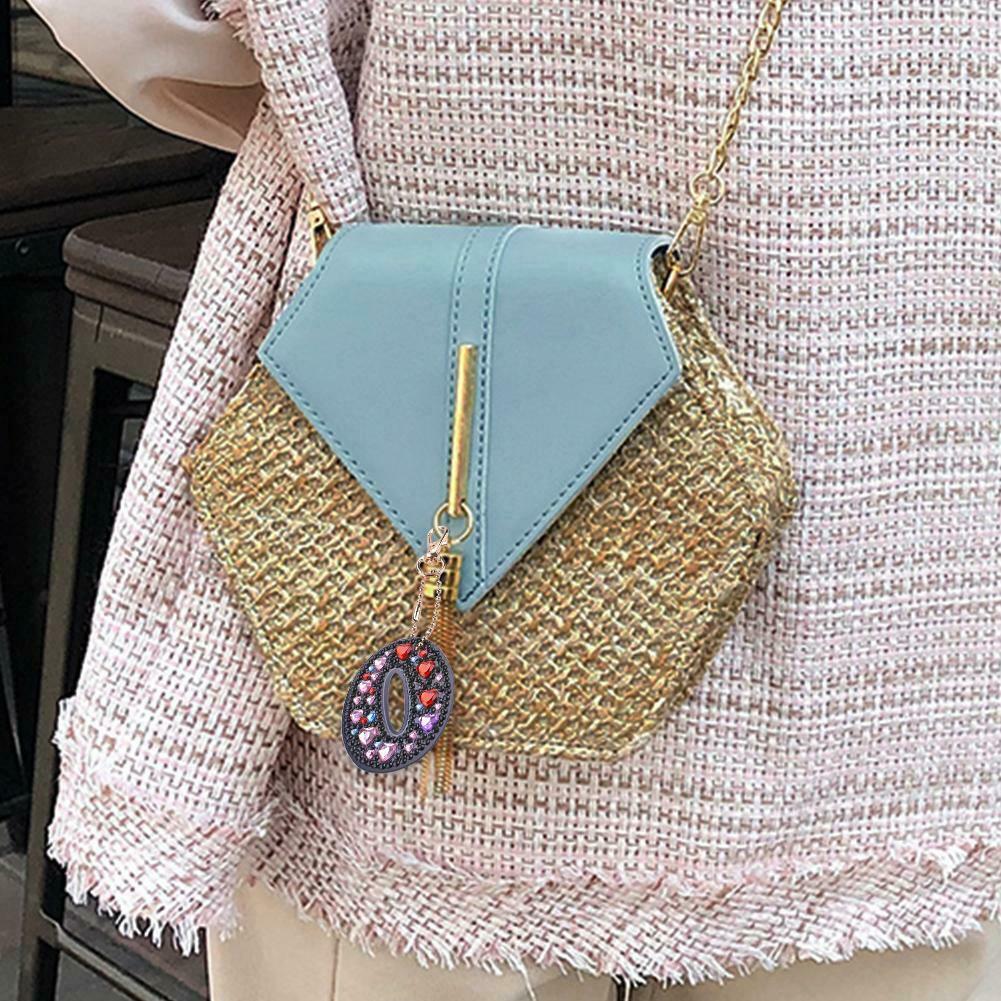 4pcs Full Drill Special Shaped Diamond Painting Love Letter DIY Keychain @