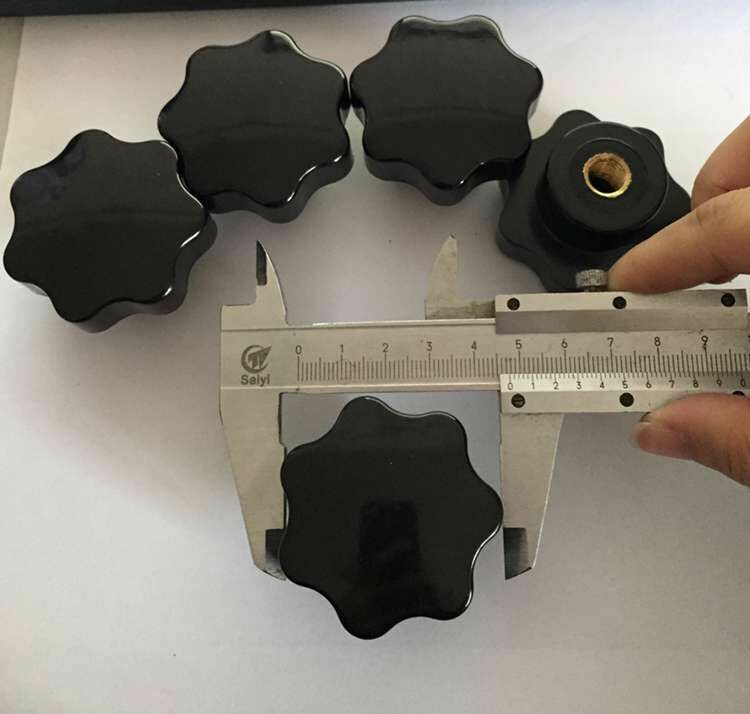 M10 50mm Dia Thread Head Clamping Seven Star Shape Knob Black 5PCS