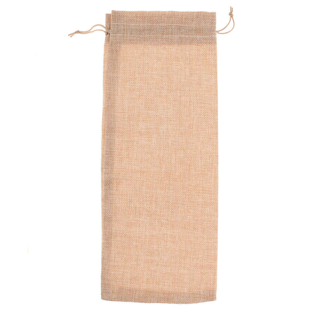 10x Burlap Wine Bag Feature A Drawstring Closure Party Table Decor