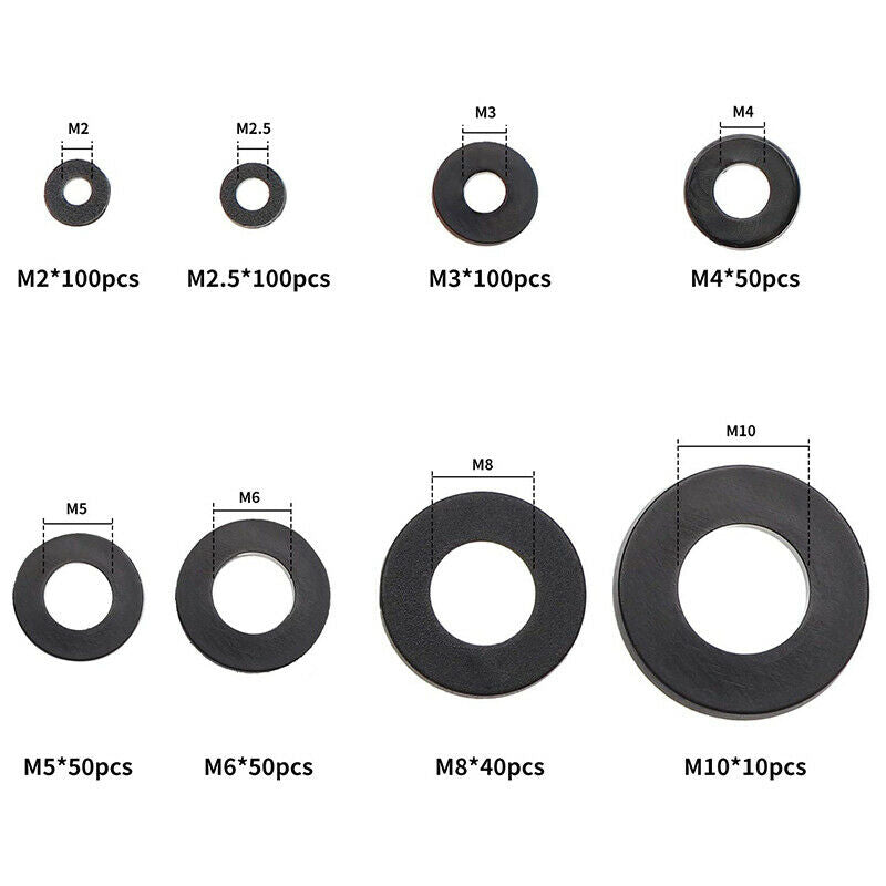 M2-M10 Nylon Plastic Gasket Washer Washer Insulation Flat Washer 500Pcs