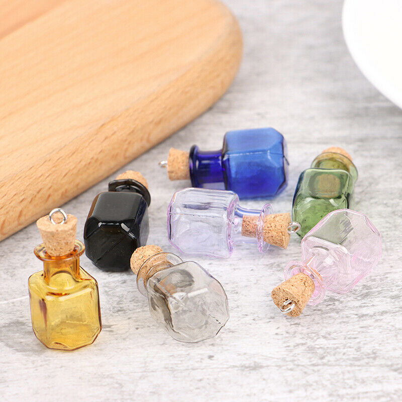 7pcsMini Glass Color Bottles Rectangle Cute Bottles  Gift tiny Jars Vials Mix