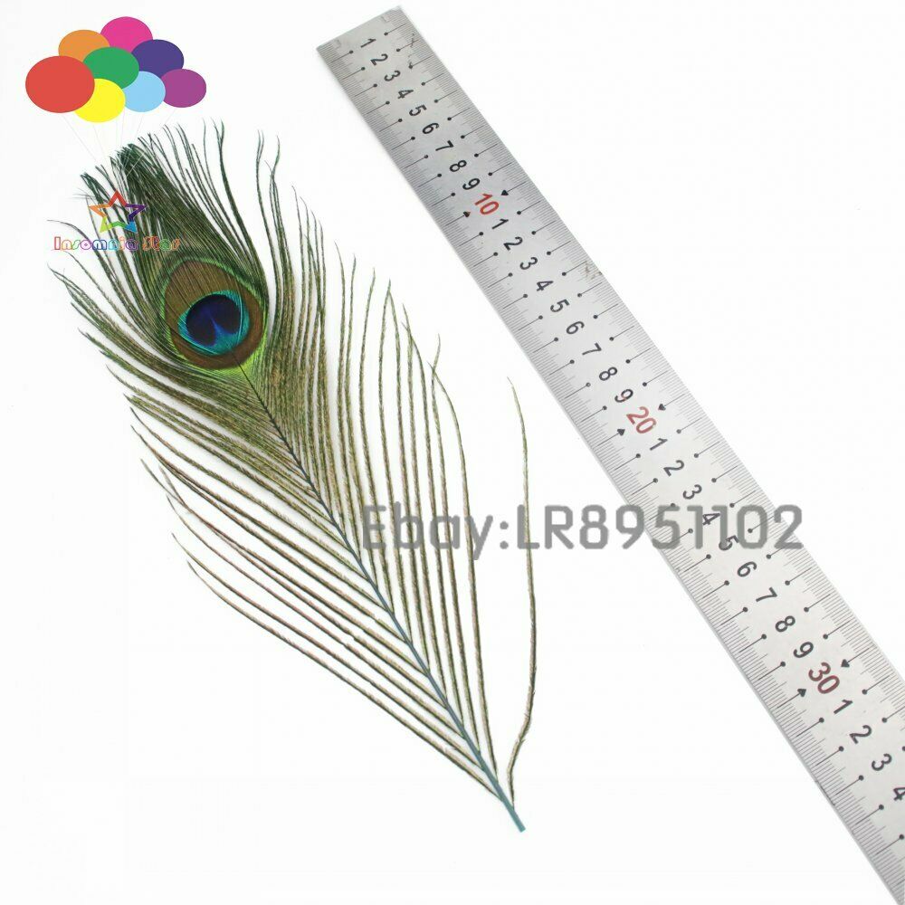 Wholesale 100pcs 25-30 cm Lake blue Peacock Tail Feathers eyes for DIY clothes