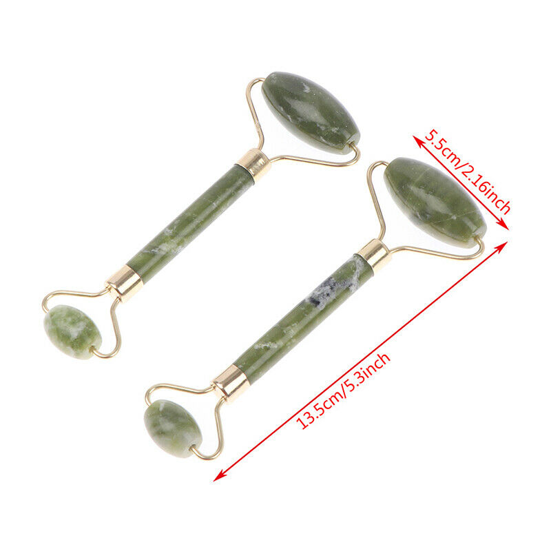 Ladies Natural Rose Quartz Facial Neck Body Jade Stone Roller Face Ma^DD