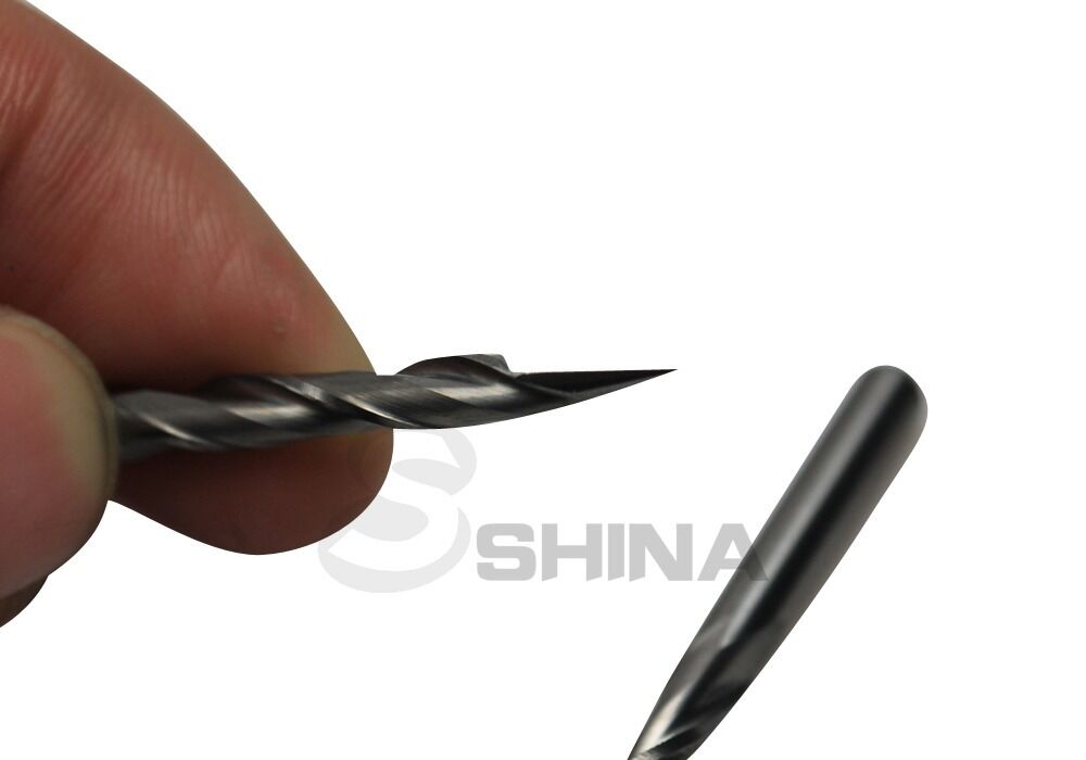 5x 3.175mm 30 deg 0.1mm Tungsten Carbide Two/Double Flutes Spiral Engraving Bit