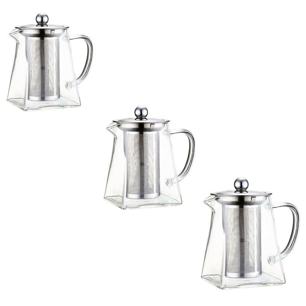 2x Glass Tea Pot With Removable Infuser,
