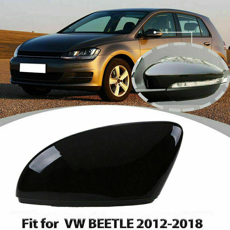 Left Wing Door Side Rearview Mirror Cover Cap Black Fit For VW Beetle 2012-2018
