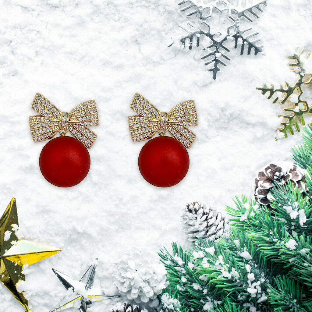 Fashion Crystal Bowknot Red Stud Earring Daily Wear Jewelry for Ladies