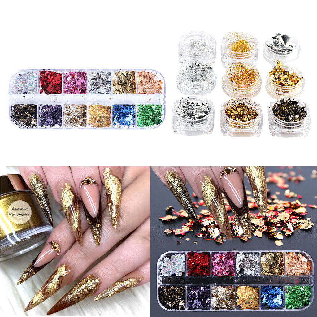 Salon DIY Foil Nail Chips Glitter Paillettes Sparkle Nails Art Supplies