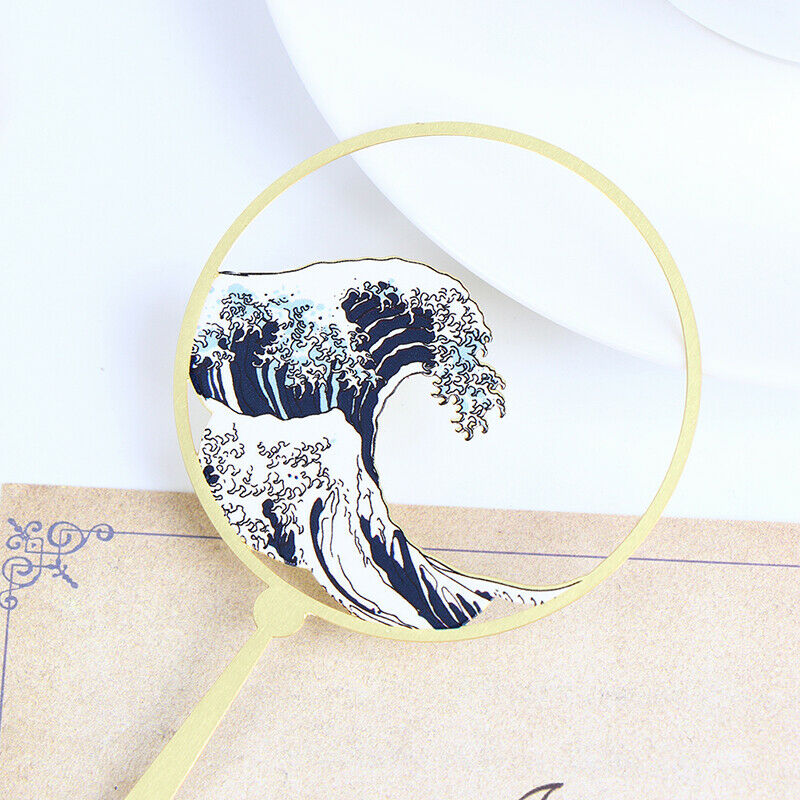 Shenlaichuan Surf Fan Wave Metal Fringed Bookmarks Brass Elegant Gift Boo.l8