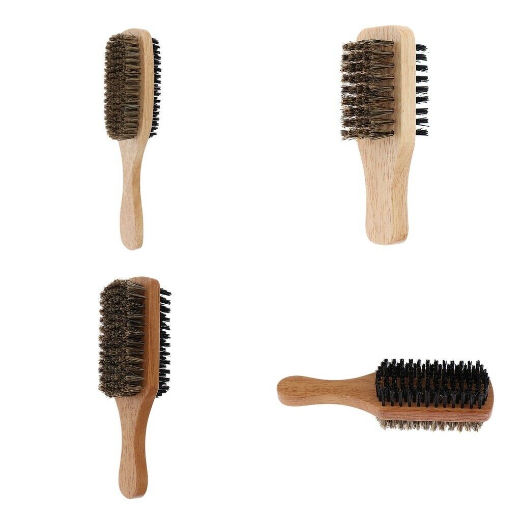 4Pcs Dual Sides Bristles Beard Detangling Cleaning Brush w/ Wood Handle