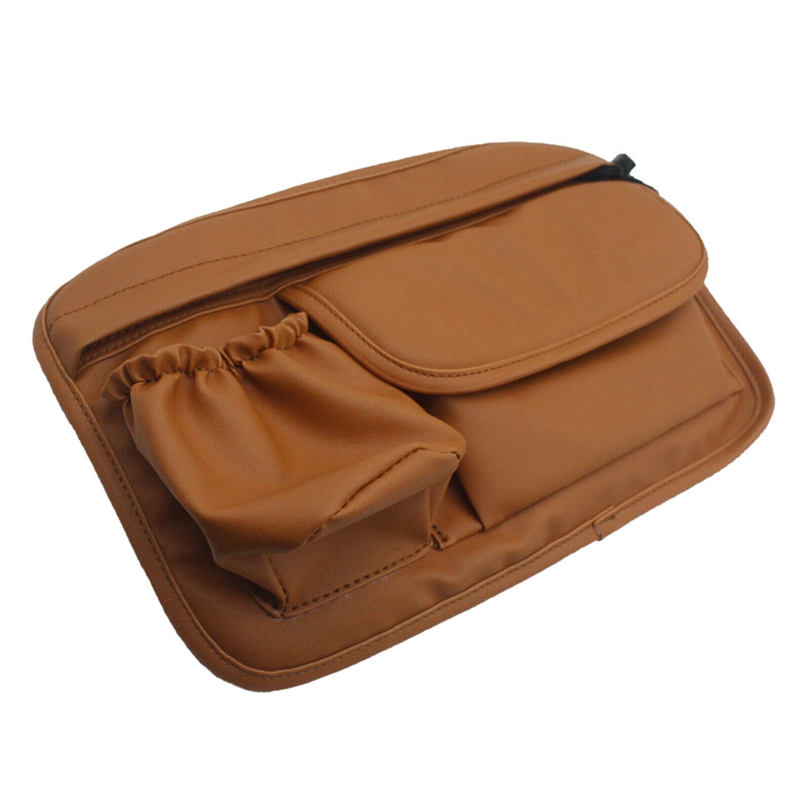 Brown Motorcycle PU Leather Saddle Bag Tool Bags Organizer Easy Install