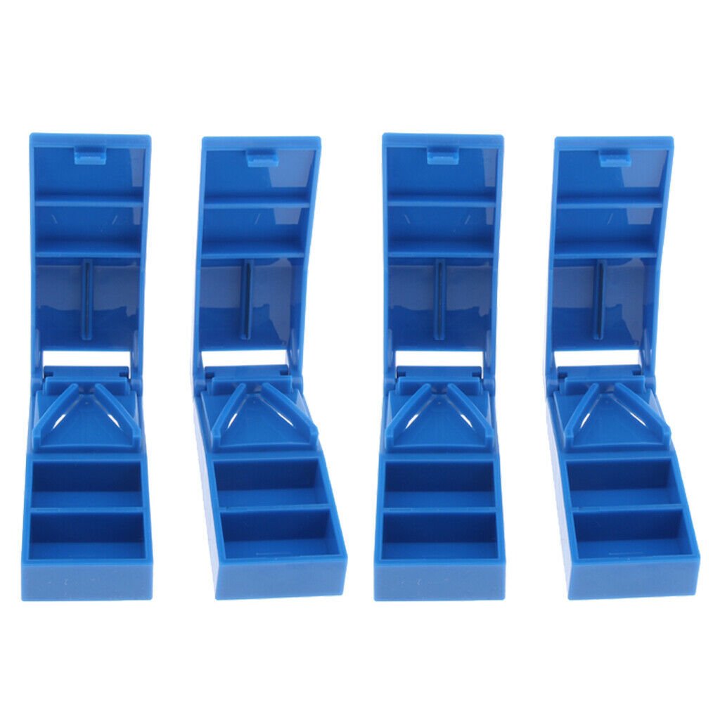 4 Pieces Portable ABS Pill Splitter Cutter Case Container Organizer Travel
