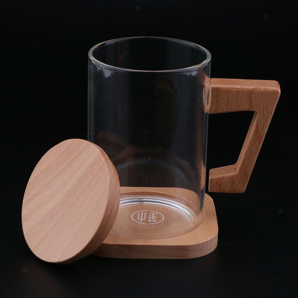 Glass Cup Handmade Coffee Tea Beer Juice Milk Mug Drink  Type2 Ligth Wooden