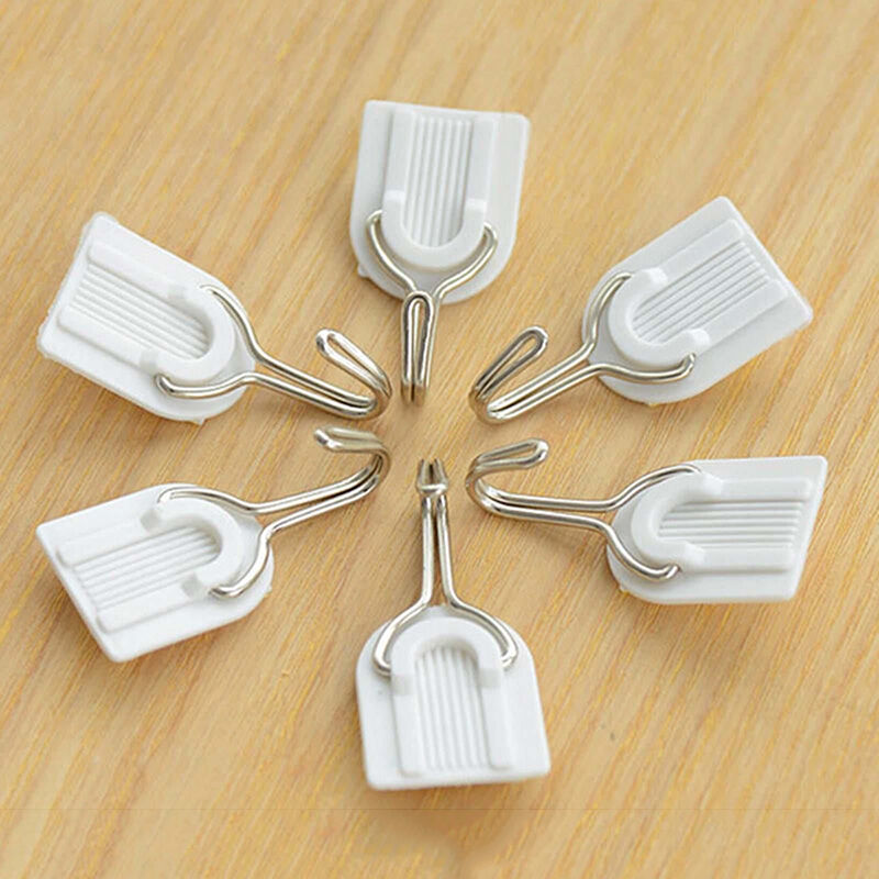 6Pcs Self Adhesive Wall Door Hook Hanger Bag Keys Bathroom Kitchen Stick.l8