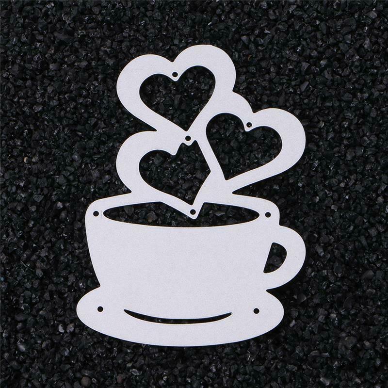 Heart Coffee Cutting Dies Stencils Scrapbook Album Paper Cards Embossing Craft