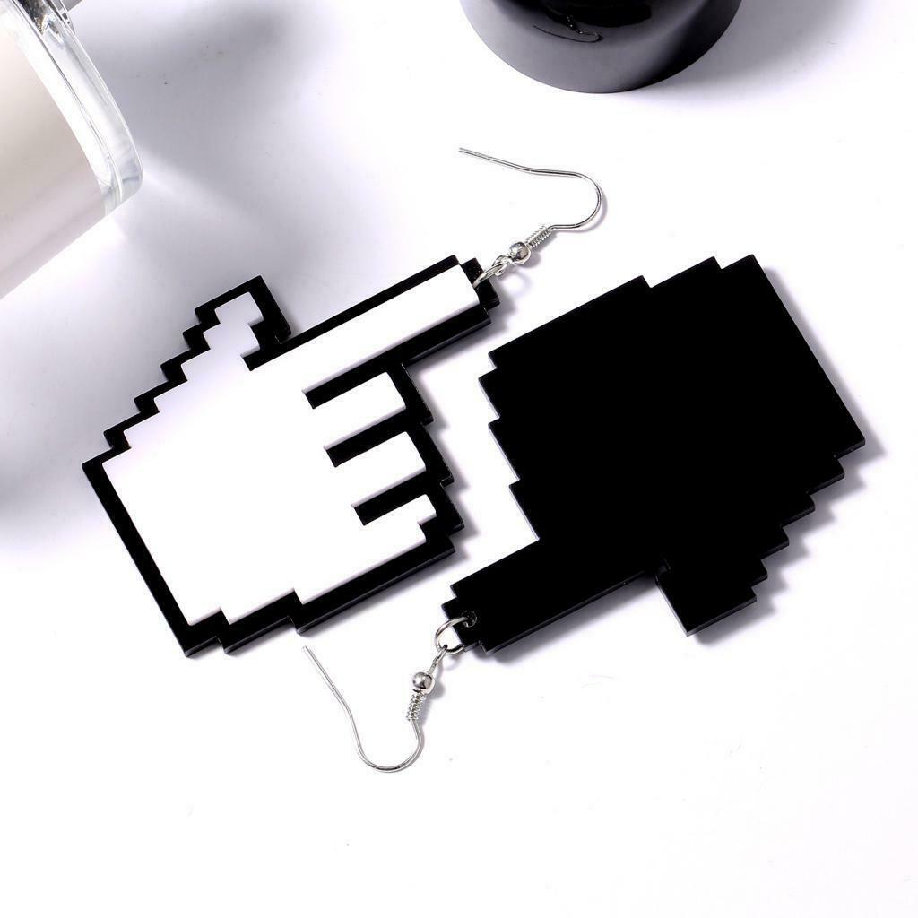 Hip Hop Cool Gesture Pendant Fish Hook Earrings Fashion Evening Club Jewelry